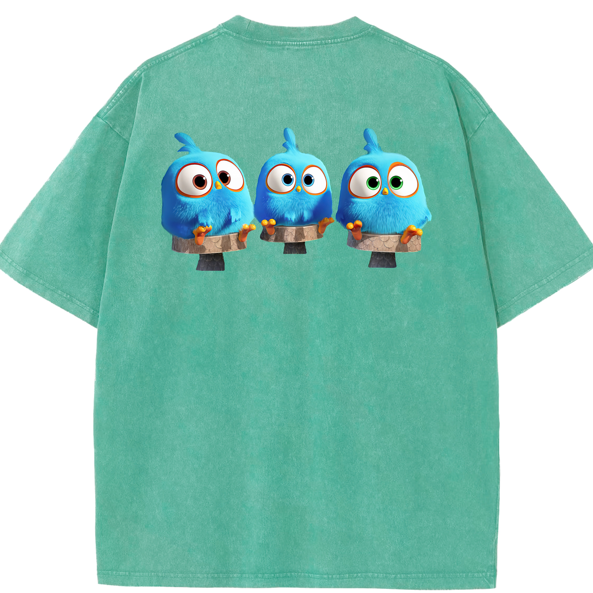 （画像用） Angry Birds アングリーバード 綿100% ヴィンテージ風 半袖Tシャツ（背面プリント）